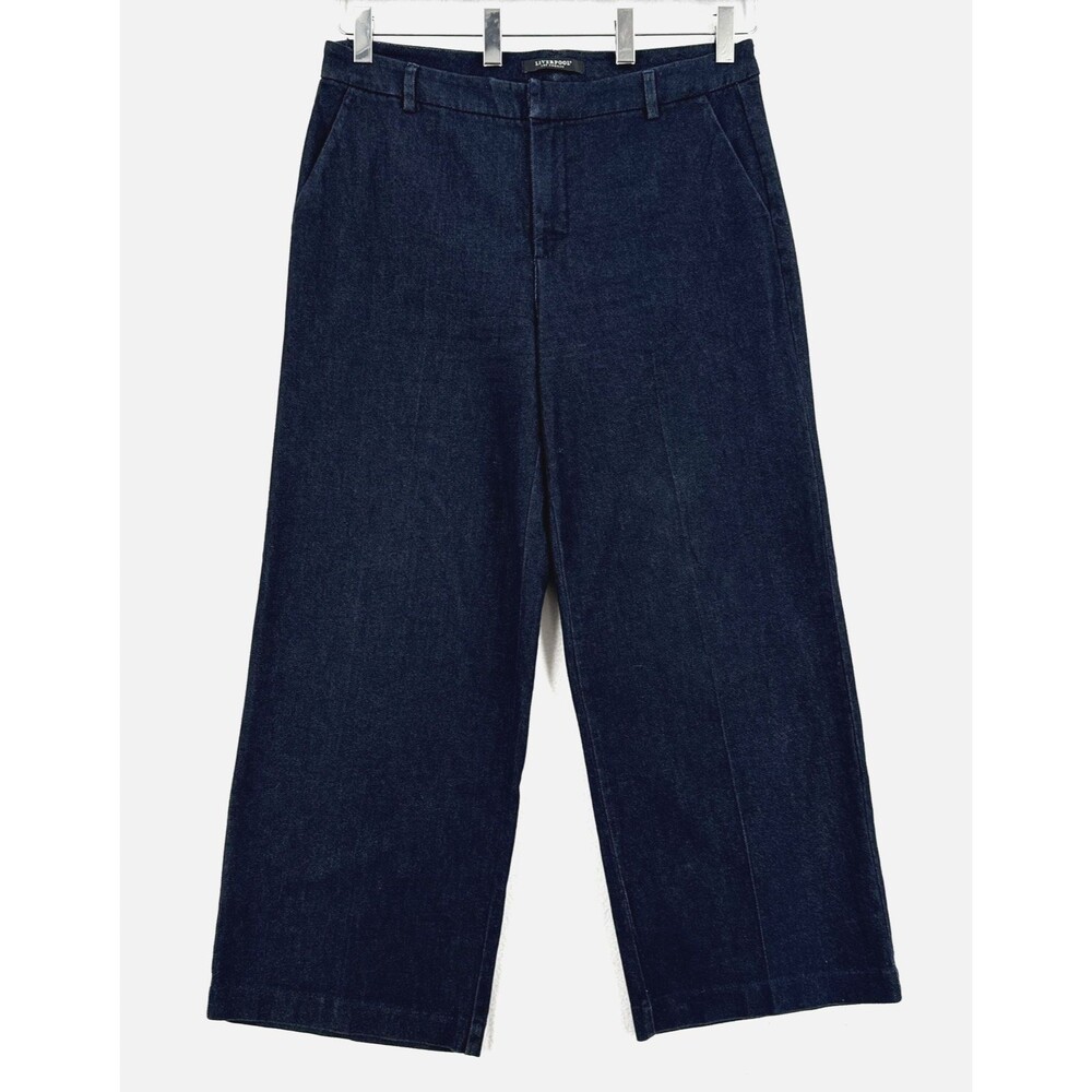 Liverpool Kelsey Wide Leg Trouser Women 16 33 Dark Indigo Denim Career Quiet Lux